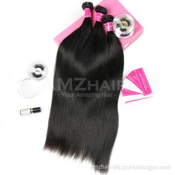 Factory Vendor Wholesale Virgin Brazilian Cuticle Aligned Hair Double Weaving Straight Human Hair Extension Bundle Free Samples